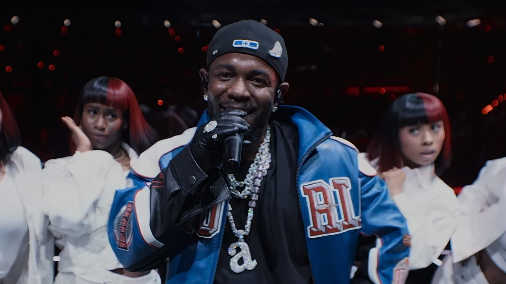 Kendrick Lamar performs during the Apple Music Halftime Show at Super Bowl LIX