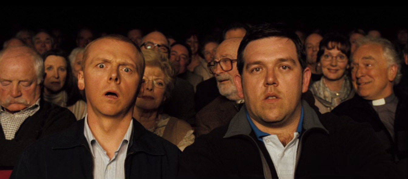 My face while watching Cats (2019) looked pretty much like Simon Pegg’s does here in Hot Fuzz